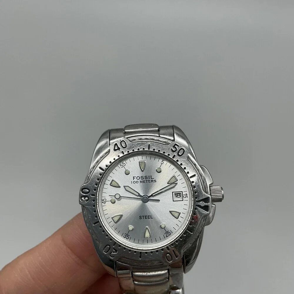 Fossil Steel FS-2525 Womens Watch 32mm Silver Dial Stainless 100m New Battery 6